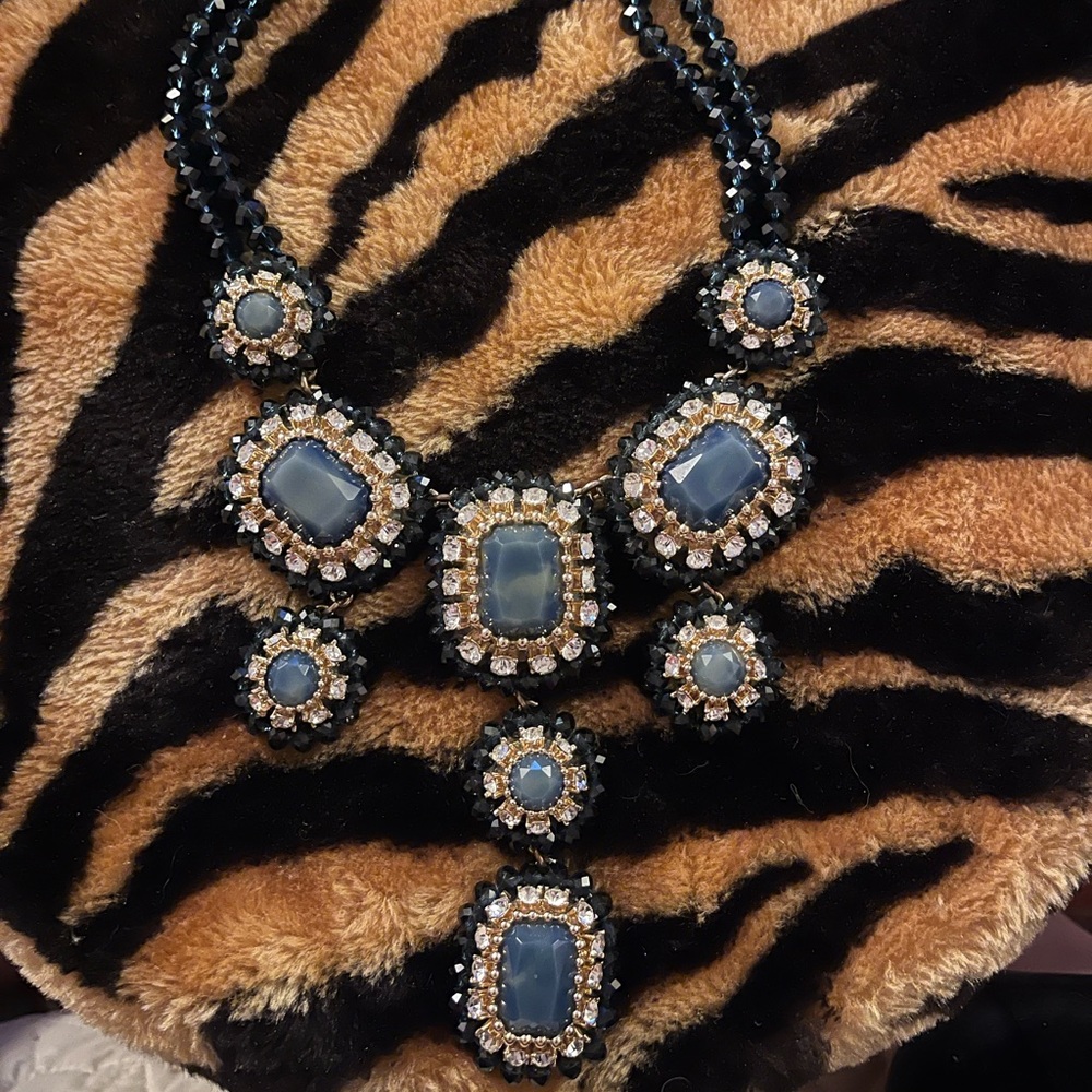Gorgeous vintage Banana Republic navy and rhinestone heavy, quality necklace